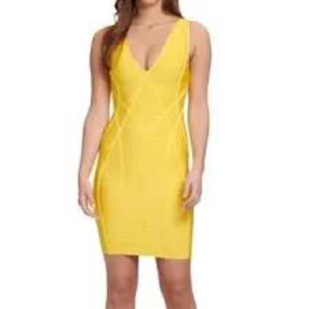 Guess Yellow Bandage Dress